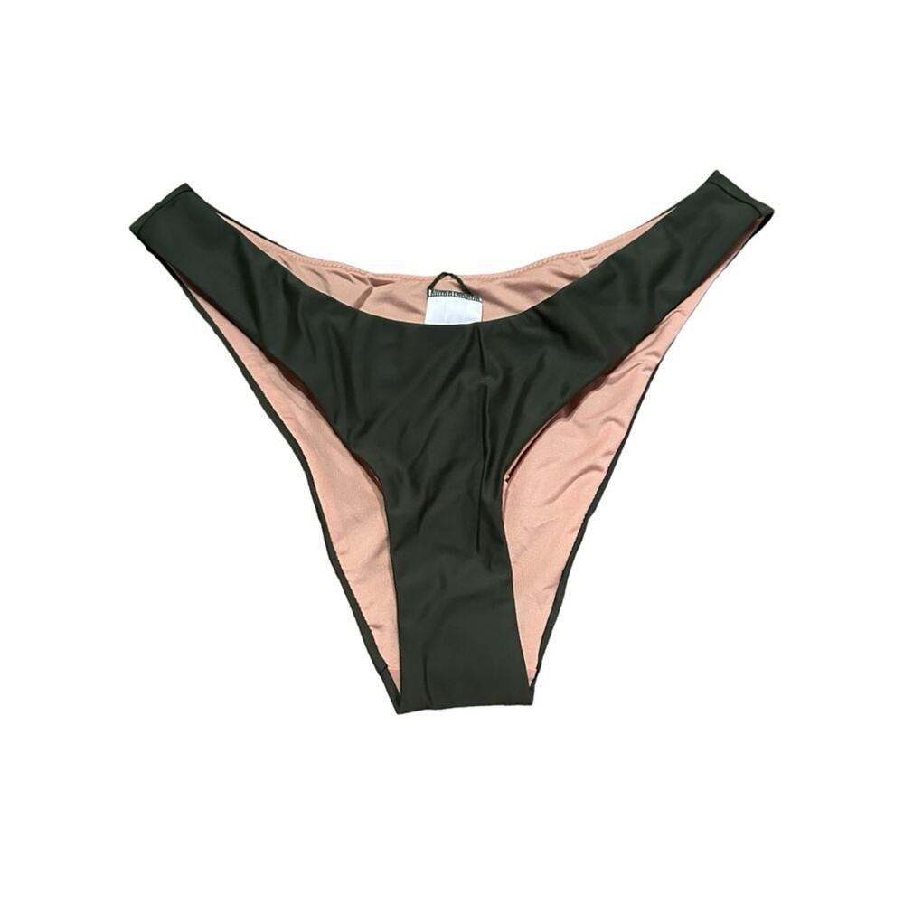 J. Crew Curved-Waist Cheeky‎ Bikini Bottom in Olive Green Sz S NEW